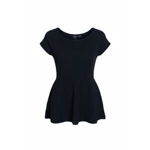B.Moss‎ NWOT Short Sleeve Ribbed Knit Peplum Blouse Top Black Size Small